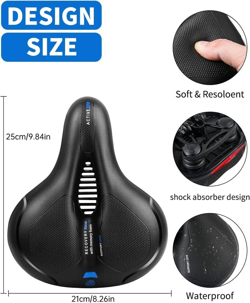 MSDADA Bike Seat - Bicycle Seats for Comfort Men Women Gel - Wide Stationary Exercise Mountain Bike Seats Parts - Memory Foam Waterproof Soft Bike Saddle - Bicycle Accessories for Adult Bikes - Image 2